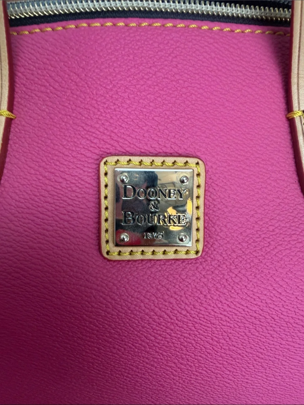 Dooney & Bourke Pink Leather Satchel with Tan Trim